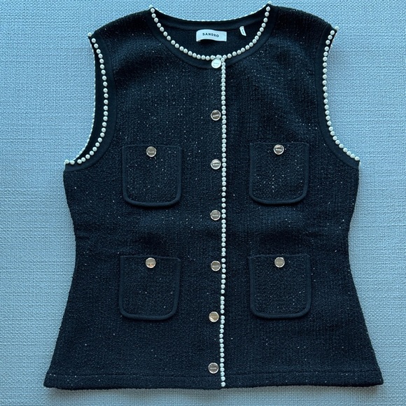 Sandro Jackets & Blazers - Sandro embellished tweed vest top sz M